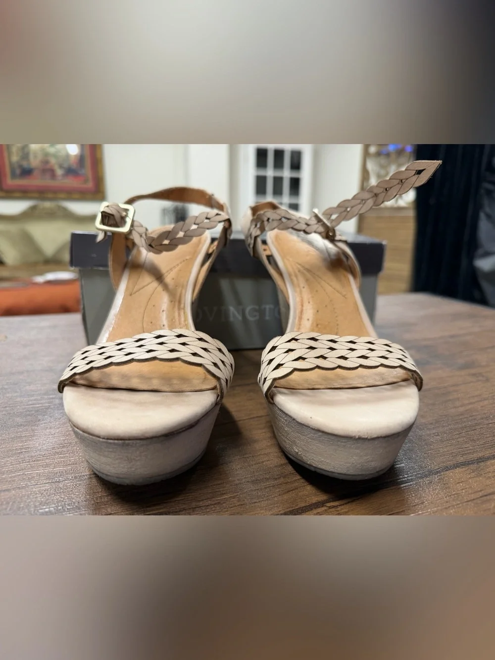 Covington Tan Braided Wedge Sandals